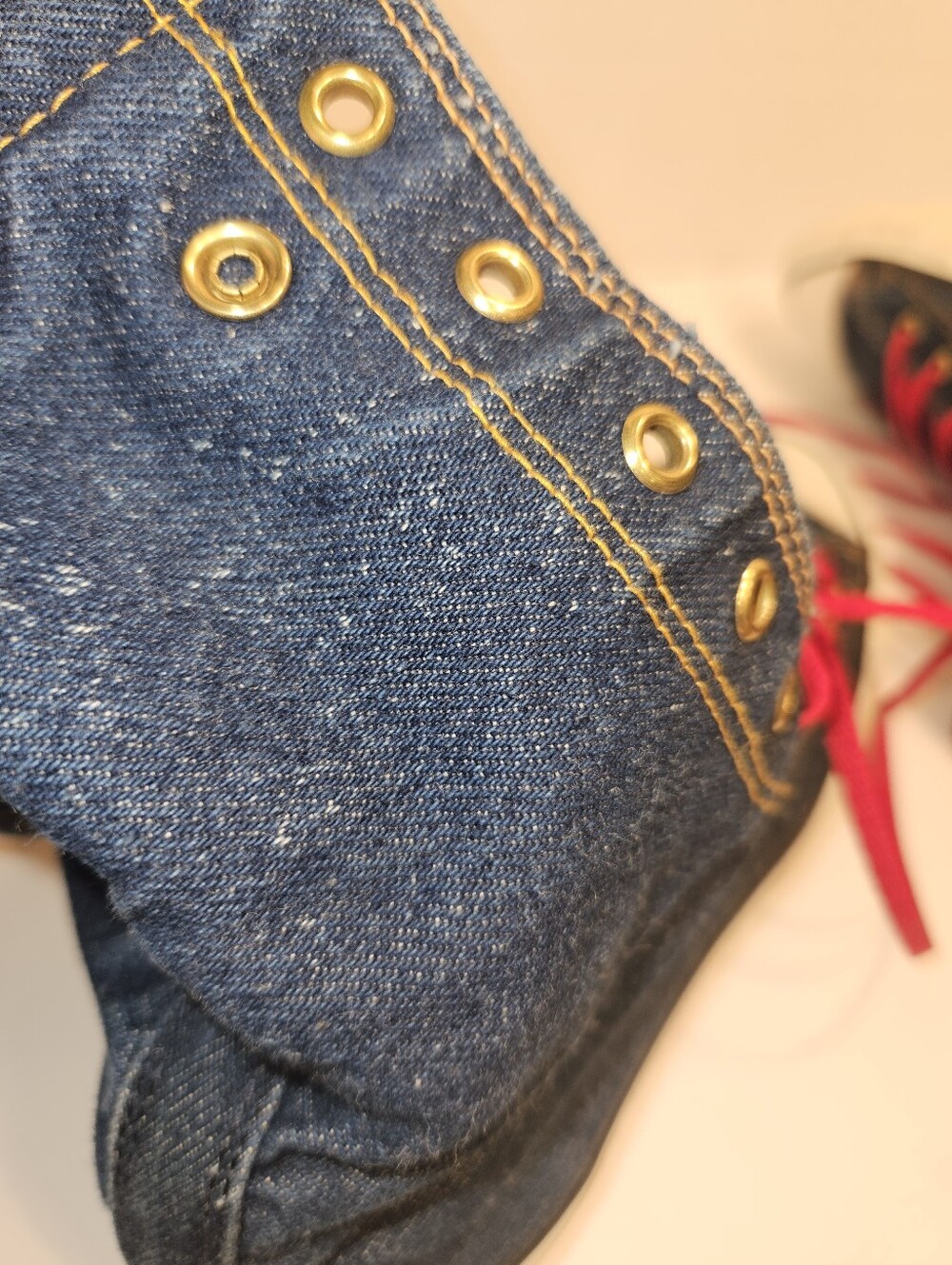 Converse Vintage XXHI Fold Down Denim Plaid All Star High Top Sneakers Sz 8 1/2 - Picture 6 of 8